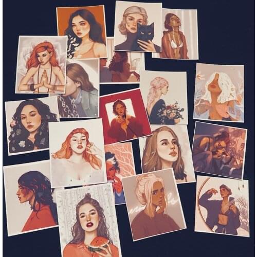 19PCS cool girl Sticker Decoration DIY Ablum Diary Scrapbooking Label Sticker Cute Stationery