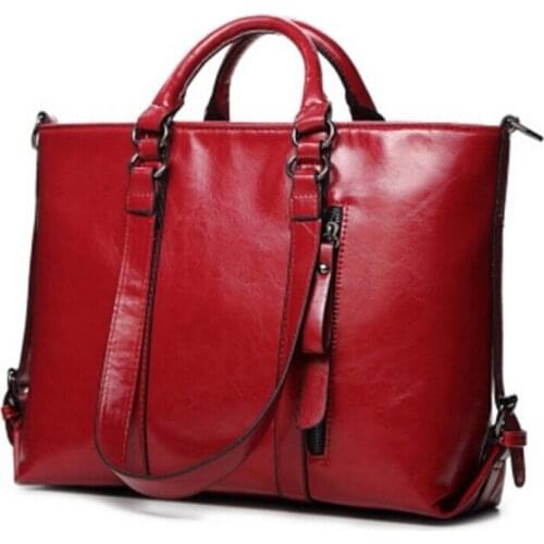 New Women Handbag Europe And America Oil Wax Leather Shoulder Bag Solid Casual Tote Fashion Brand Leather Women Bag PA950743