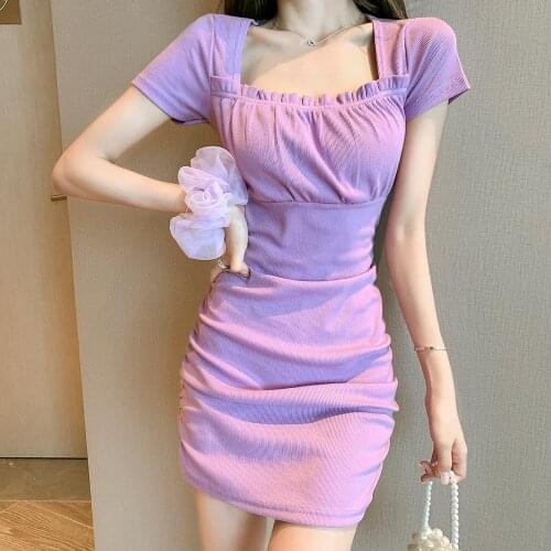 ZC2790 2020 new summer women fashion temperament sexy show thin short sleeves package hip dress cheap wholesale