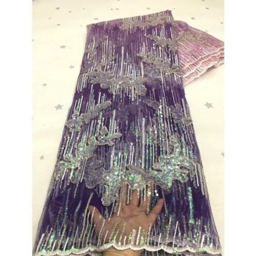 New Arrival Beaded Tulle Fabric J-4266810 Lace fabirc with sequin Nigerian African French Lace Fabric High Quality Wedding Dress