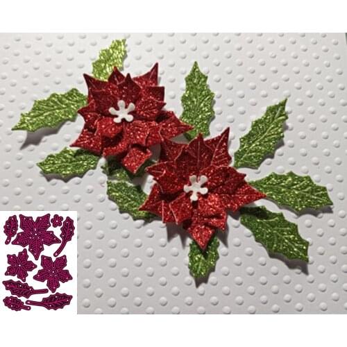 New Maple leaves with Christmas flowers Metal Cutting Dies Decorative DIY Scrapbooking Steel Craft Die Cut Embossing Paper