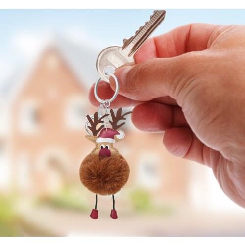 New Pendant Fun Keychain Fashion Stereo Cute Deer Animals Keychain Key Ring Creative Cartoon Mobile Phone Bag Car Decoration