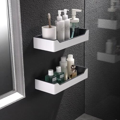 Bathroom Shelf 304 Stainles Steel & ABS Resin Shower Rack Corner Shelf Nail Free Wall Mount Storage Organizer Rack Kitchen Shelf