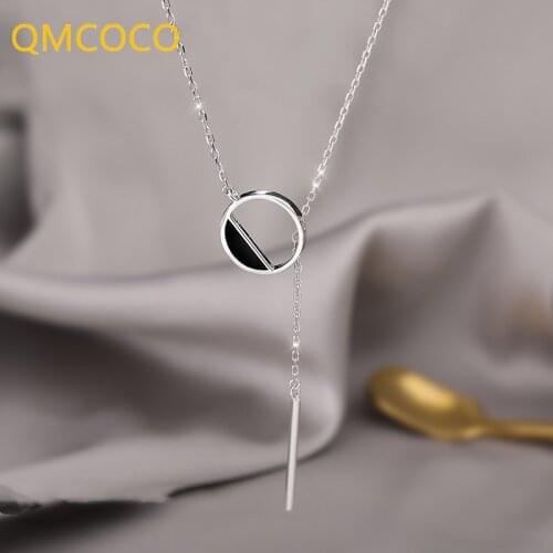 2021 New Style Desgin Trendy Black Round-Shape Geometry Necklace For Women Tassel Sweater Chain Fine Handmade Neck Accessories