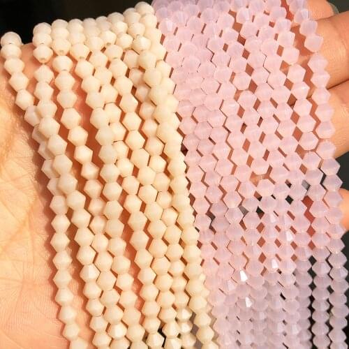 Pink Bicone Jades Stone Beads Loose Beads For Jewelry Findings Tassel Lariat Earring Glass Quartz Charms Bracelet Accessories