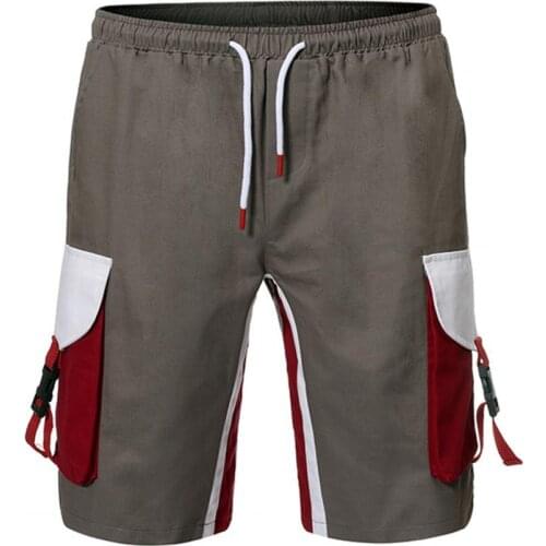 Cargo Shorts Men Summer Multi-pocket Streetwear Casual Five-point Short Contrast Color Drawstring Men Mid Waist Male Shorts