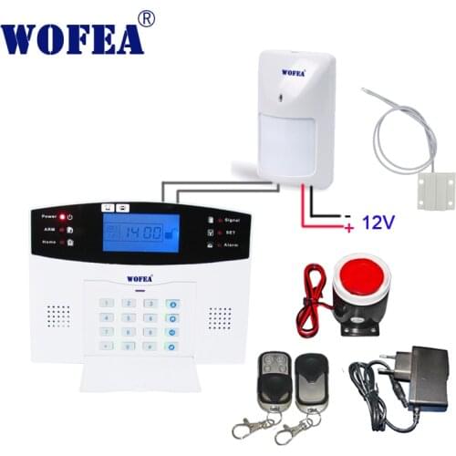 Wofea LCD display wireless wired bruglar GSM alarm system home security intercom w wired type sensor
