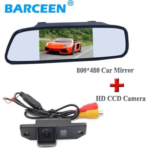 Sunvisor placement hd lcd car rear reversing monitor 5" + black shell car parking camera for Ford Focus Sedan | C-MAX | MONDEO