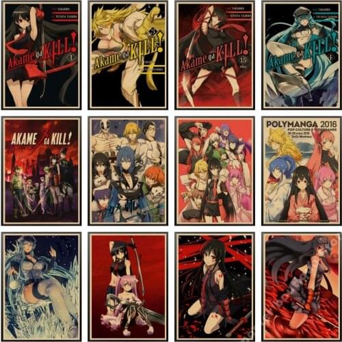 Japanese Anime Akame Ga Kill Poster Vintage Wall Picture for Home Room Wall Decor Retro Art Painting
