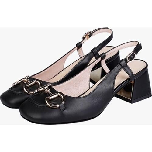 2021 Chunky Gladiator Sandals Women Fashion Geunine Cow Leather High Quality Lower Heels 5cm and 7cm Wedding Party Shoes K1