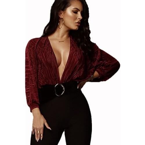 2021 New Fashion Trend Womens Folds Loose V-neck Long-sleeved Sexy Comfortable Jumpsuit Spring And Summer