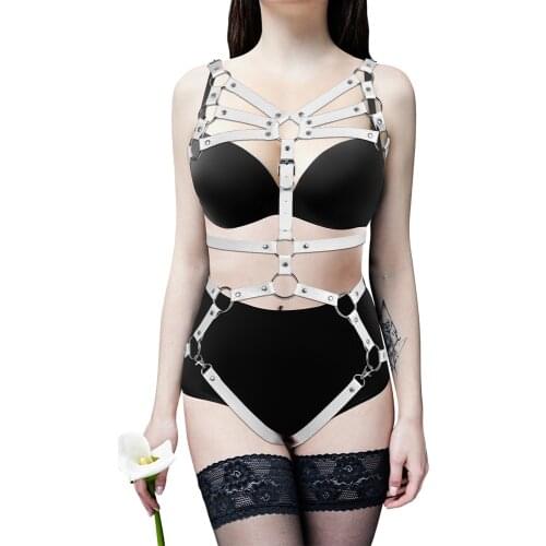 PU Leather Body Harness Lingerie For Women Punk Goth Bondage Exotic Apparel Set Dress Dance Rave Festival Clothing Sword Belt