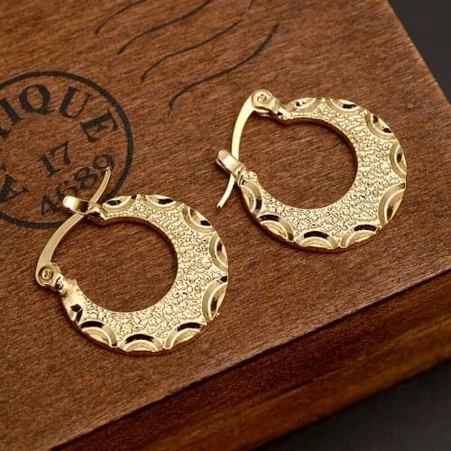 Gold Girls mid size Round Circles Huggies Hoop Earrings For Kids Children Aros women girls boy jewelry african Christmas gift