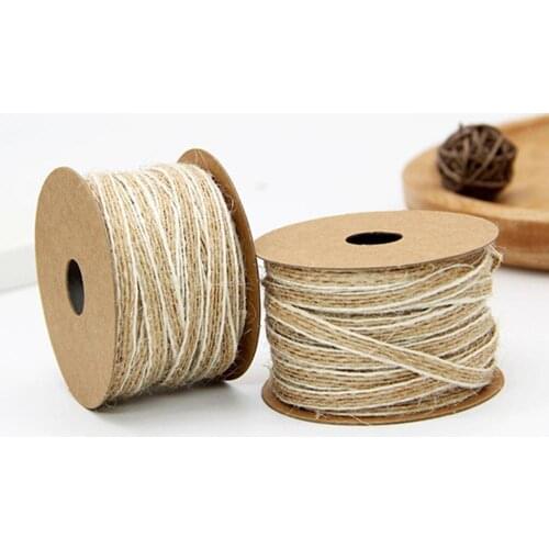 0.5cm*10m White Brown Hemp Rope DIY Handicraft Cords Bottle Ribbon Twine Jute String for Wedding Christmas Home Decorations