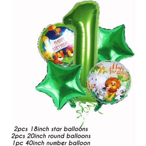 0-9th Foil ballon Kids birthday party decor 1 age balloons gift Jungle animals air balon Digital globos Safari babyshower baloon