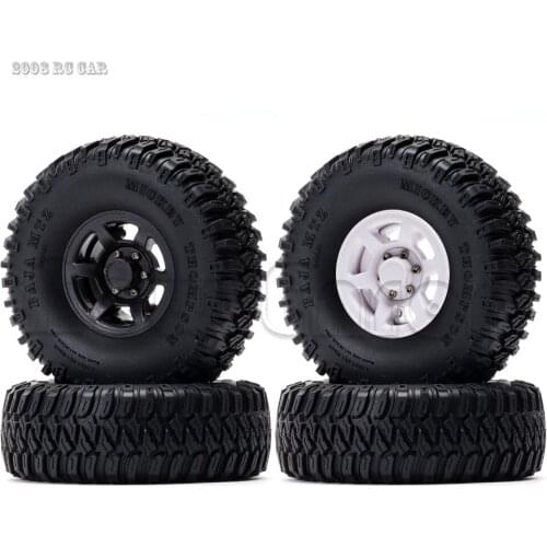 1:10 4PCS 1.55" Plastic Alloy Beadlock Wheel Hub Rims&Tires Tyre For 1/10 RC Car D90 TF2 CC01 LC70 MST JIMNY Axial AXI90069