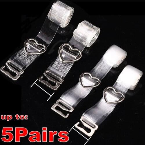 1-10PC Metal Buckle Bra Straps Belt Women Transparent Bra Shoulder Strap Heart Button Adjustable Invisible Intimates Accessories