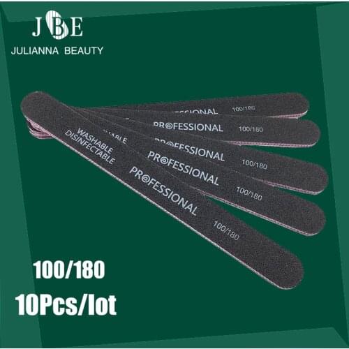 New 10Pcs/lot Strong Lima Buffer Pedicure Nail File Buffing Curve Manicure Black Sandpaper 100/180 Grit Coarse Nail Files