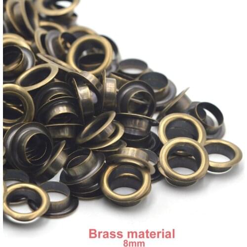 100sets 8mm Brass Material Bronze Grommet Eyelet With Washer Fit Leather Craft Shoes Belt Cap Bag Diy Supplies Accessories