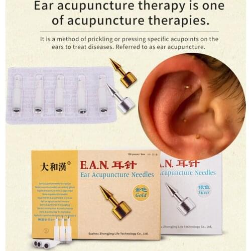 100pcs/box Ear Acupuncture Needles Press Needle Sterile Auricular Acupunture Ear Needle Acupuncture Points for single use