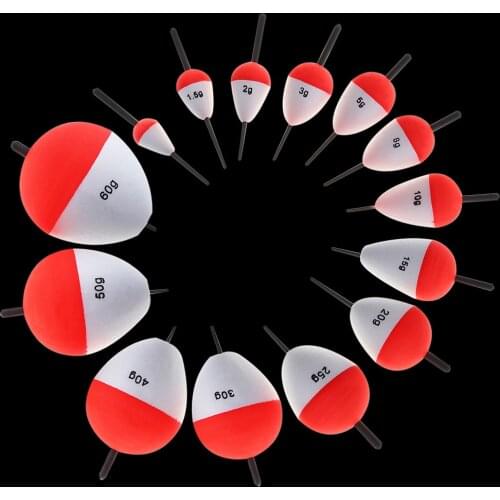 14pcs/lot EPS Foam Hard Fishing Floats Ball with Bobber Buoys and Vertical Float for Sea Fishing