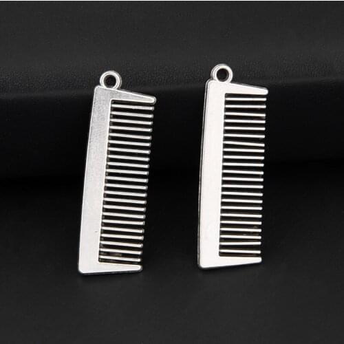 20pcs Silver Color 32.5x10mm Comb Charms Stylist Pendant Fit DIY Jewelry Making Handcrafted Accessories