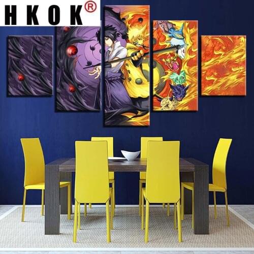 HKOK 5 Pcs Movie Ninja Framework Art Pictures Modular Painting Printed Canvas Wall Poster Home Decoration Modern Living Room