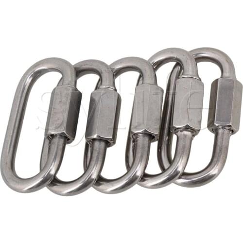5xMultifunctional 304 Stainless Steel M3.5 Fastening Carabiner with Quick Screw
