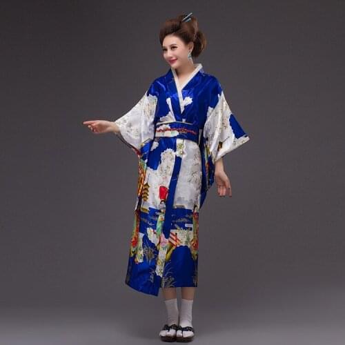 6 Color Japanese Tradition Style Dress Females Vintage Kimono Kaftan Yukata Kimono Dress Traditional Japanese