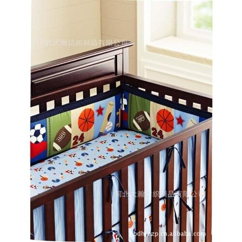 Promotion! 6PCS Embroidery Baby Quilt 100% Cotton Baby Bedding Nursery Comforter Cot Crib Bedding Set (bumper+duvet+bed cover)