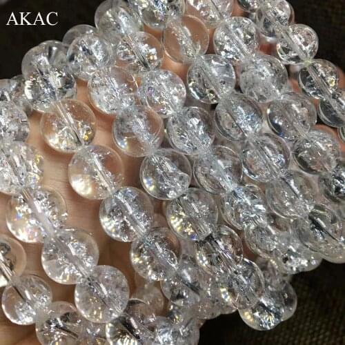 2bracelets approx8-12mm natural cracked Himalaya energy rainbow quartz bracelet beads for diy making design