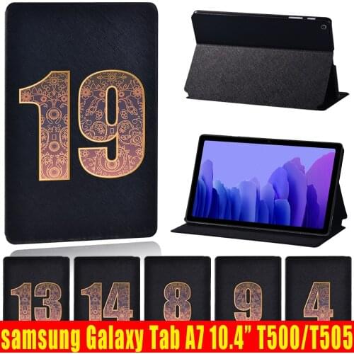 Case for Samsung Galaxy Tab A7 10.4 Inch 2020 T500/T505 Lucky number Tablet PU Leather Stand protective Cover Case + Free Stylus