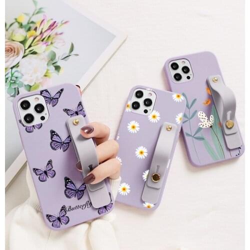 For Huawei Y7 Y6 Y9 Prime 2019 P Smart 2021 2019 P50 P30 P20 Pro P40 Mate 20 10 Lite E Honor 9X 8X 8A Wristband Flowers TPU Case