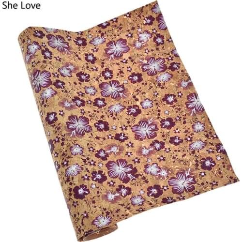Chzimade Colorful A4 Soft Flower Pinted Cork Fabric 29x21cm Floral Handmade Leather Fabric Diy Textile Fabric Accessories