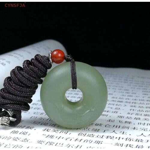 CYNSFJA New Real Certified Natural Hetian Jade Nephrite Lucky Amulets Peace Buckle Wealthy Fish Jade Pendant Green High Quality