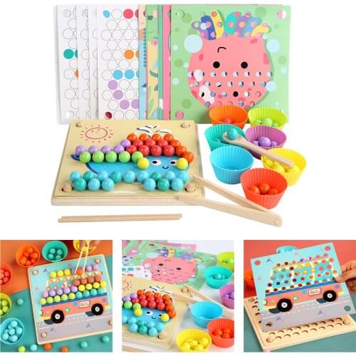 Puzzle Wood Beads Game Go Games Montessori Educational Early Learning Memory Toys Board Games Boy Girl