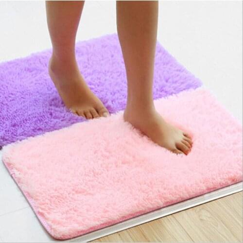 Household Modern Minimalist Silk Carpet Solid Color Carpet Door Absorbent Pad Bedroom Cuper Soft Plush Mat MXP548