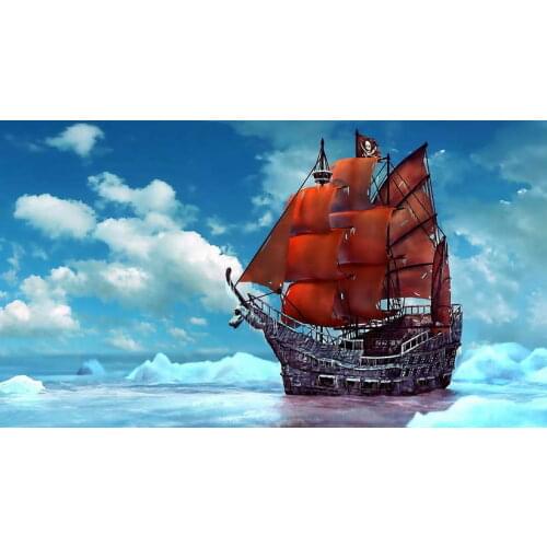 HD Printed Oil painting Art Wall Pirate Ship Ice Snow Ships Boats Pirates Ocean Sea Landscape Picture On Canvas Home Decoration