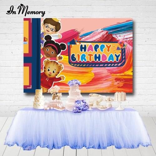 InMemory Daniel Tiger Photography Backgrounds Cartoon Kids 1st Birthday Party Backdrops Photo Studio Custom Photocall