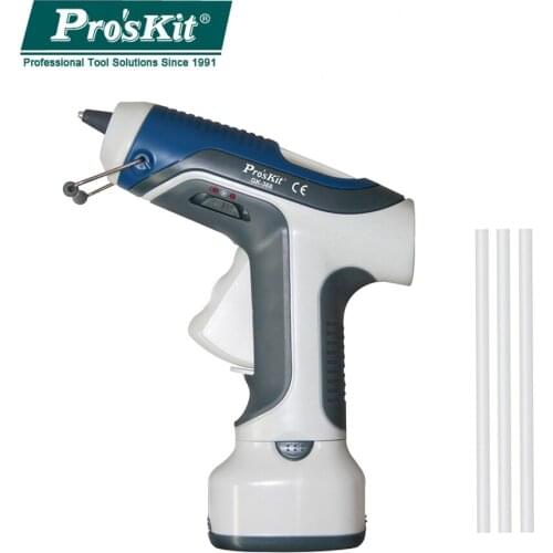 ProsKit GK-368 Battery Cordless Charging Hot Melt Glue Gun 7W/6V +3pcs Glue Stick Hot Glue Gun Power Tools For DIY Craft Model