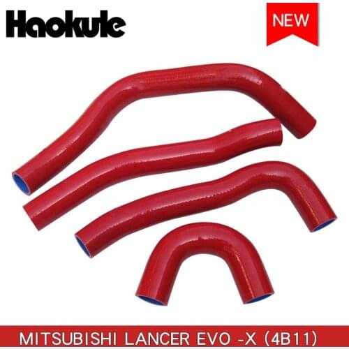Performance Radiator silicone hose kits for Mitsubishi Lancer EVO10/EVO-X Upper and lower pipes 4pcs blue and red