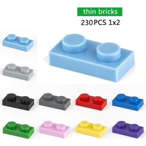 DIY Building Blocks Thin Bricks 230pcs 1x2Dots Educational Creative Size Compatible With Other Brand Assemble Toys for Children