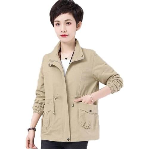 Short Coat Women 2021 Spring Autumn Loose Plus Size 4XL Middle-Aged Elderly Mothers Casual Tops Windbreaker Female Short jackets