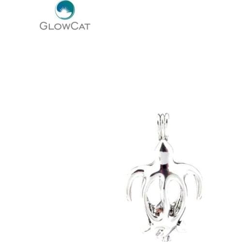 L104 5pcs/lot Bright Silver lovely Swim turtle Pearl Beads Cage Pendant Locket Fairytale Party Essential Oil Diffuser