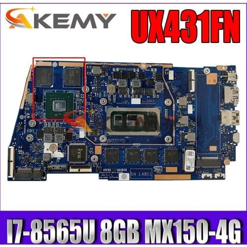 UX431FA/FN Motherboard For ASUS ZenBook UX431FAC UX431FN UX431F X431FA Laptop Motherboard I7-8565U 8GB MX150-4G 100% Test