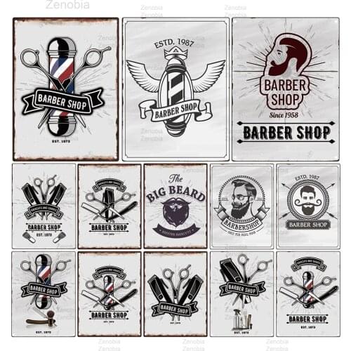Barber Shop Metal Sign Hair Cut Vintage Metal Tin Poster Bar Pub Home Decor My Beard My Rules Wall Plates Foam Shave Decoration