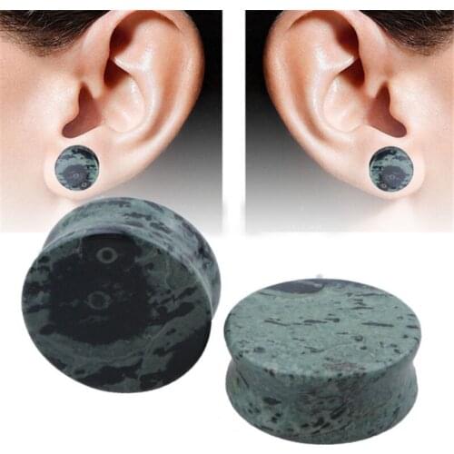 Fashion New arrival Ear Plugs Tunnels Flesh Green Natural Stone Women Men Piercing Ear Plug Expanders Earring Body Jewelry