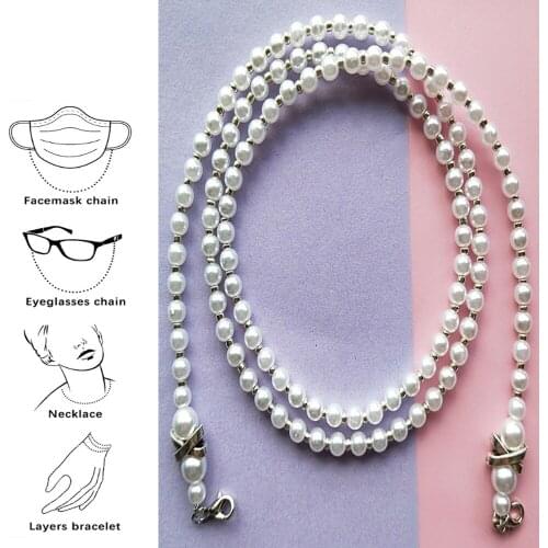 Fashion Simulated Pearl Glasses Chain Mask Chain Necklaces for Women Glasses Lanyard Glass Holder Cord Lanyard with Lobster Hook
