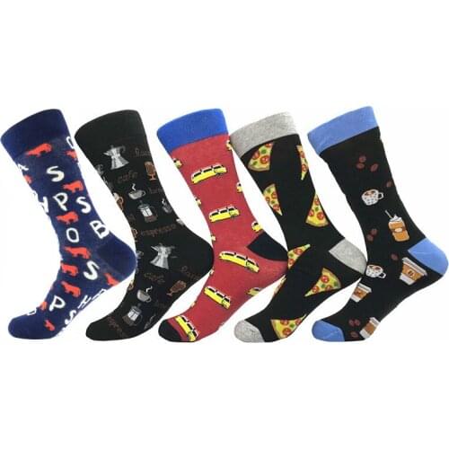 Peonfly Size Large Long Cotton Mens Socks Funny Hamburger Pineapple Poached Egg Novelty Cool Skate Sock for Men