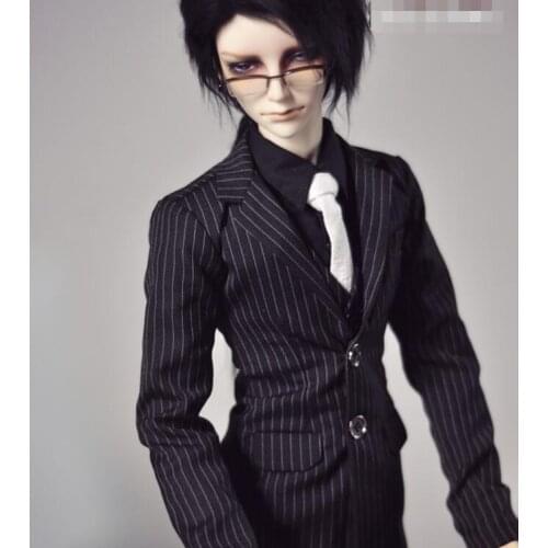 NEW Handsome Fashion Black-white Stripes Suit Coat+Pants Uncle 1/3 1/4 Boy SD17 BJD Doll SD MSD Clothes